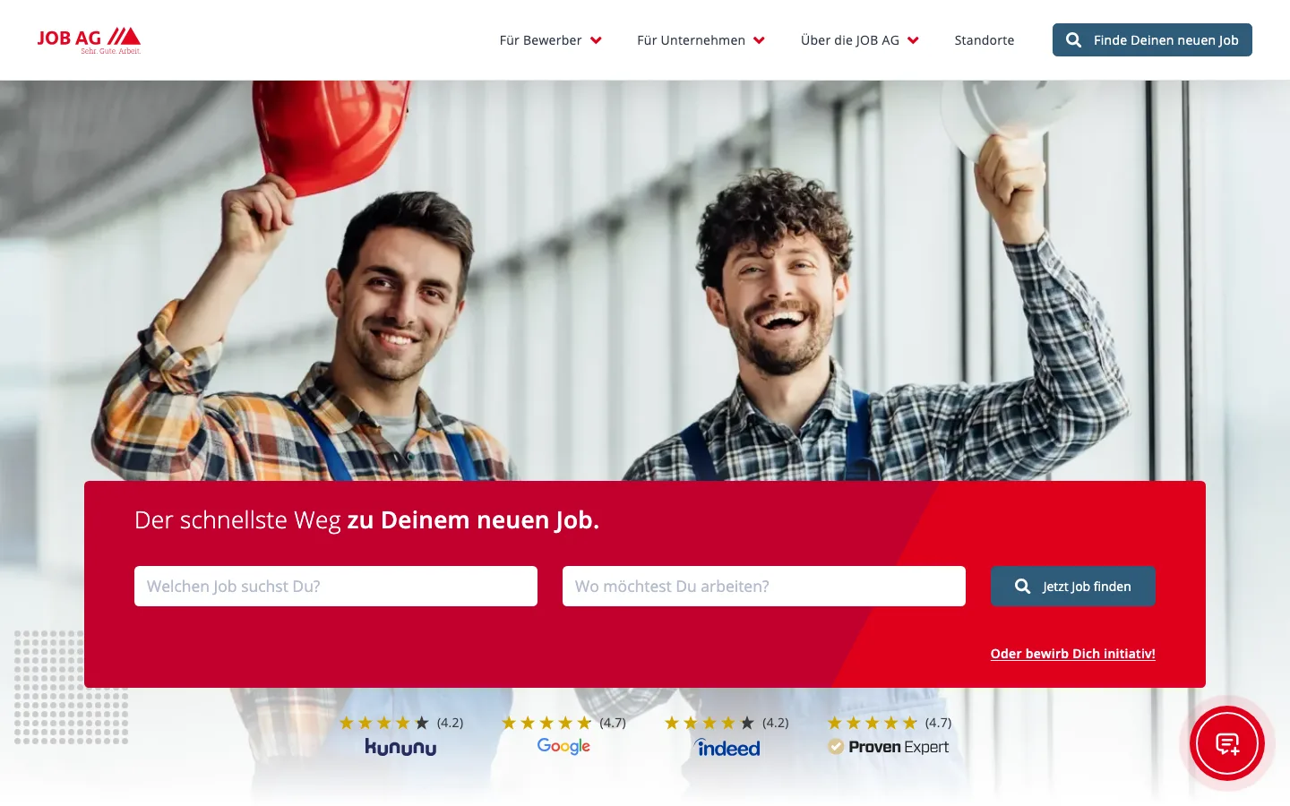 Startseite von JOB AG